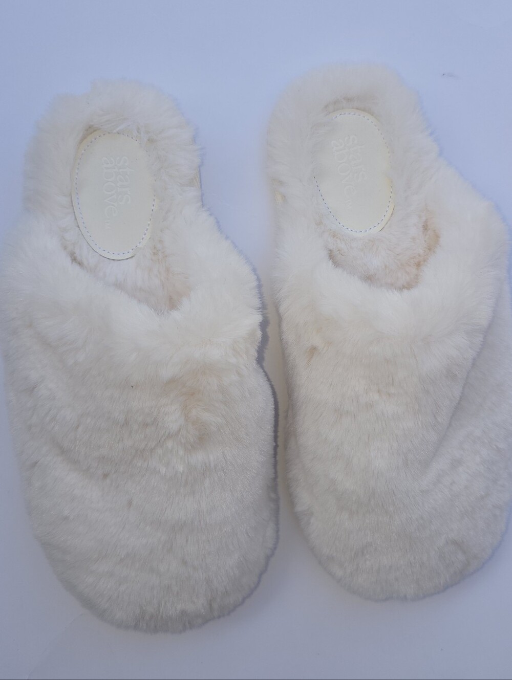 Stars Above Cozy Faux Fur Slip-On Slippers in White M 7-8 COZY Indoor Slipper